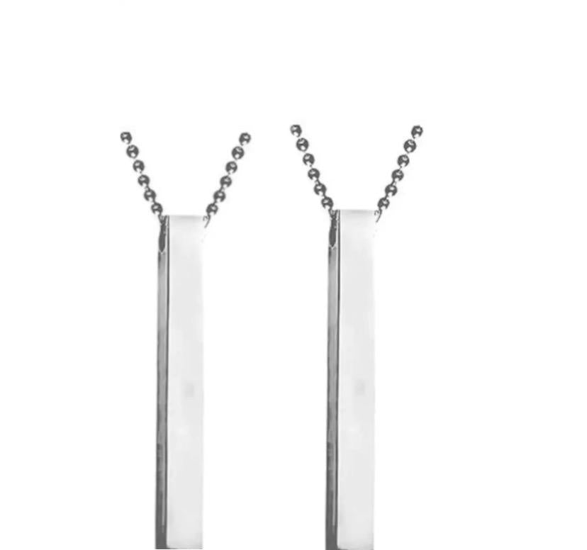 Men’s Vertical Bar Pendant Necklace – Dual Set (Black & Silver)