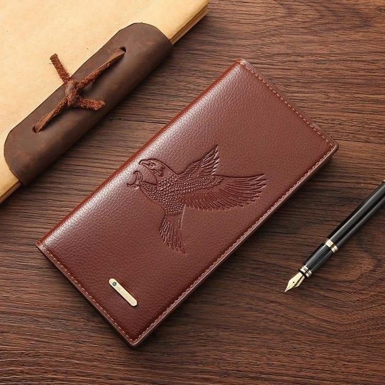 Premium Men’s Eagle Embossed Leather Wallet – Stylish Slim Design