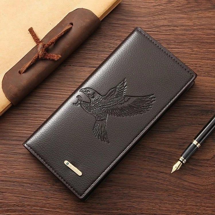 Premium Men’s Eagle Embossed Leather Wallet – Stylish Slim Design