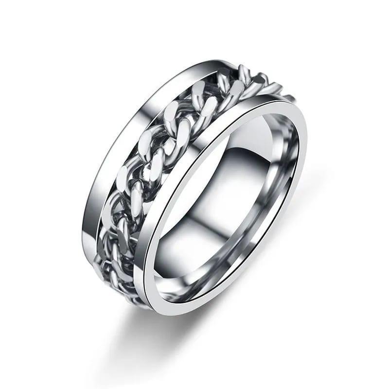 Men’s Stainless Steel Chain Design Ring – Premium Silver Finish