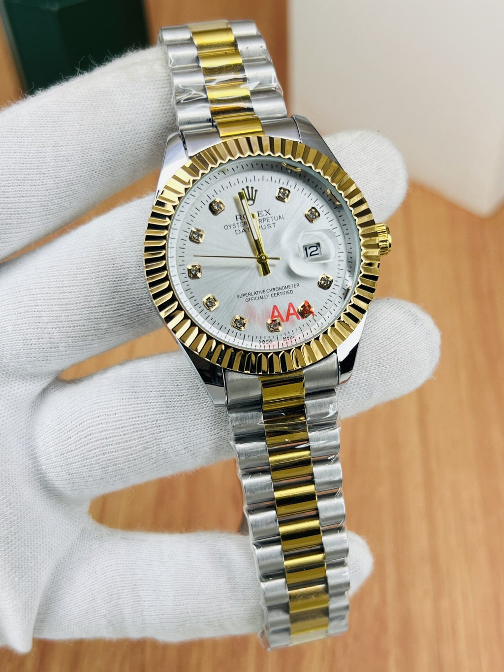 ROVELL RLX-Style Diamond Marker Date Watch