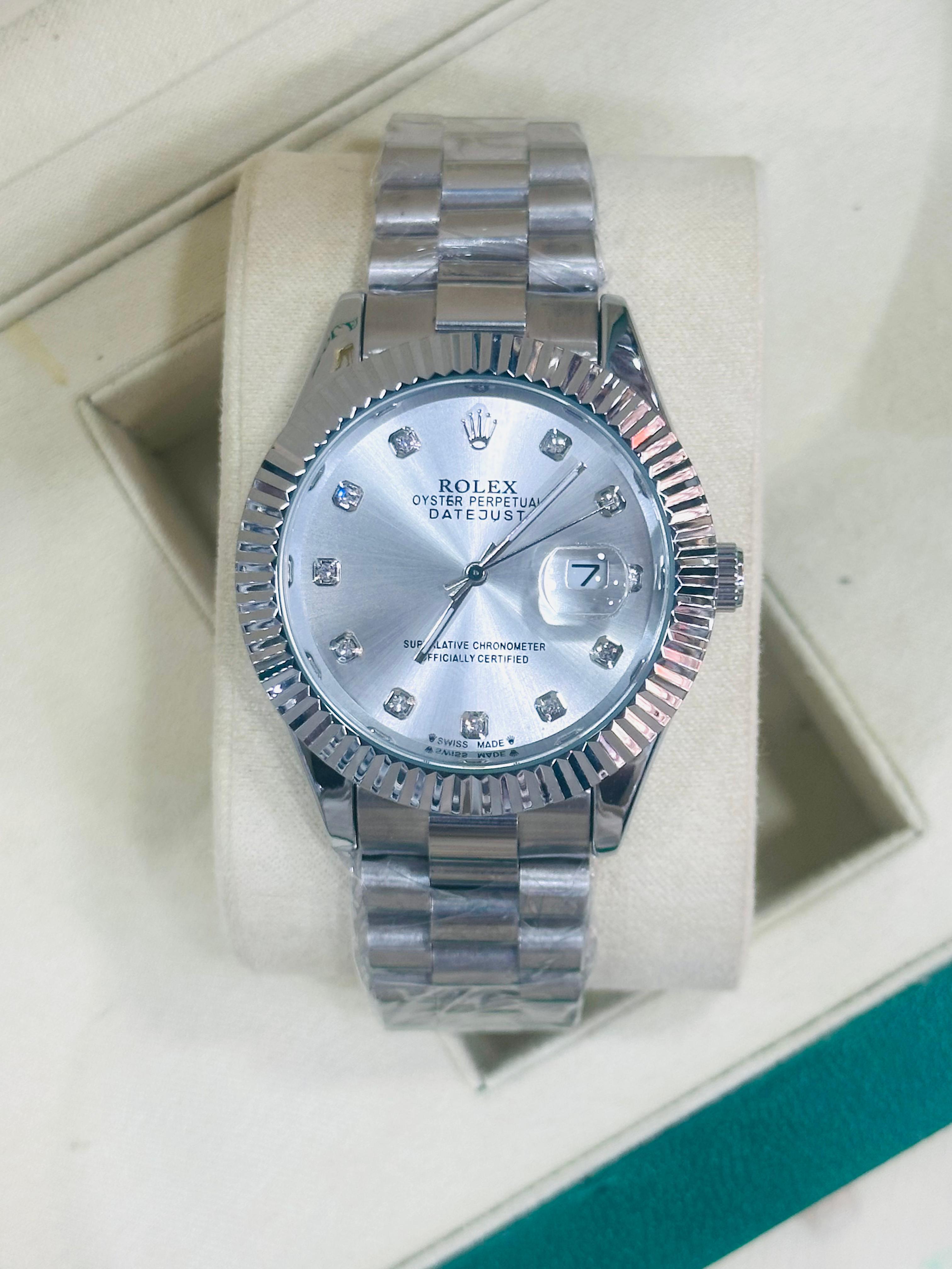 ROVELL RLX-Style Diamond Marker Date Watch