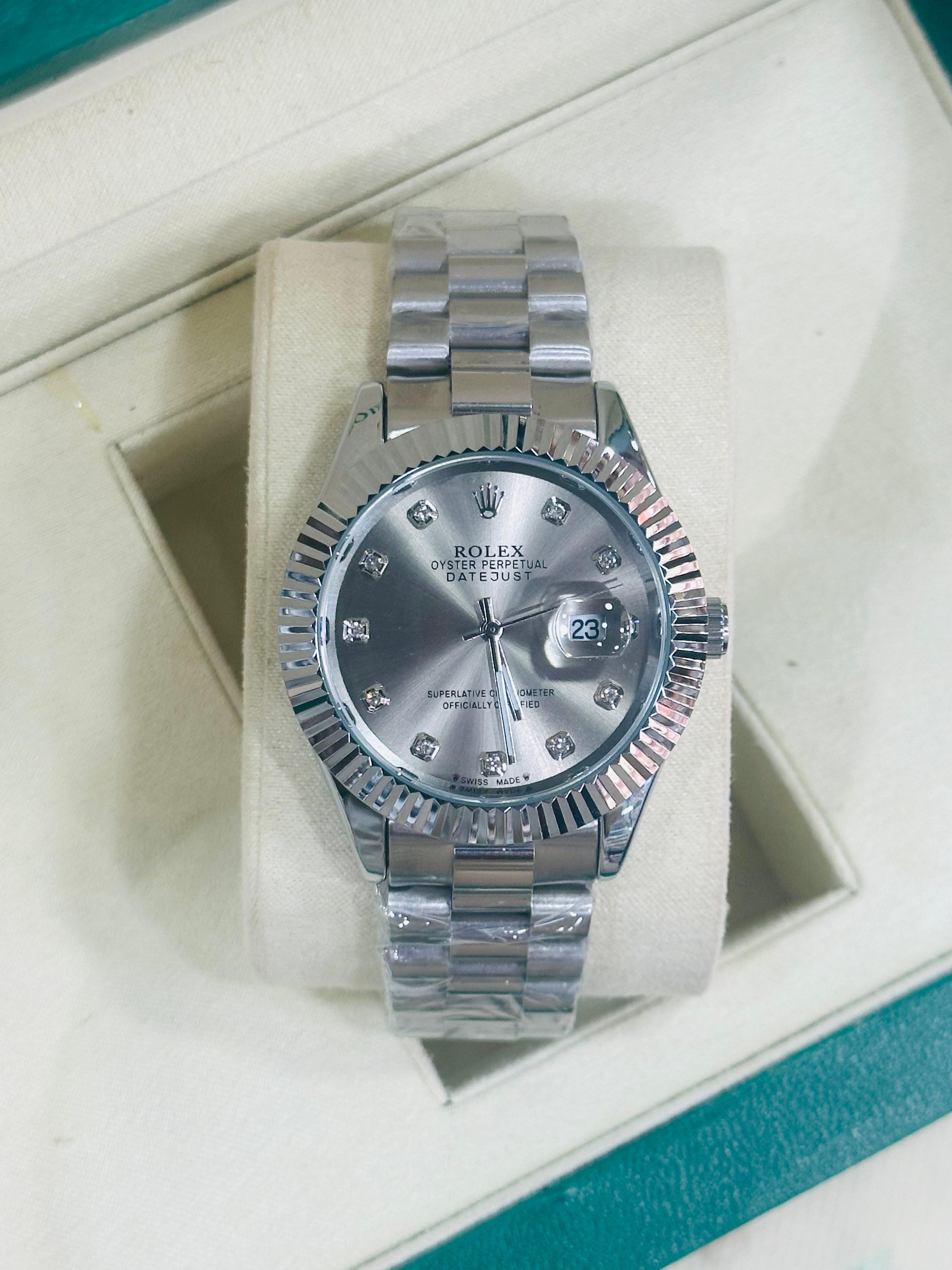 ROVELL RLX-Style Diamond Marker Date Watch