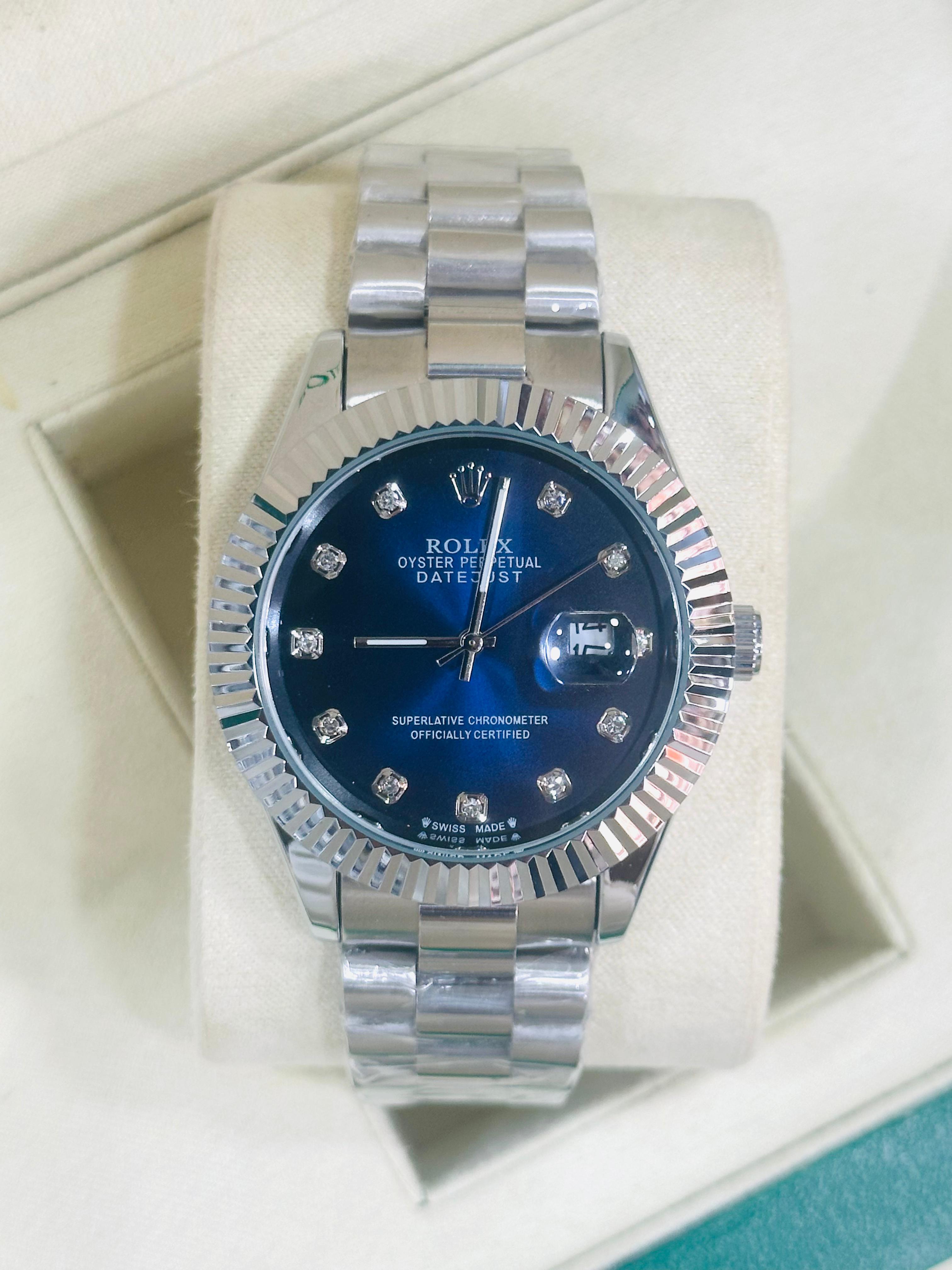ROVELL RLX-Style Diamond Marker Date Watch