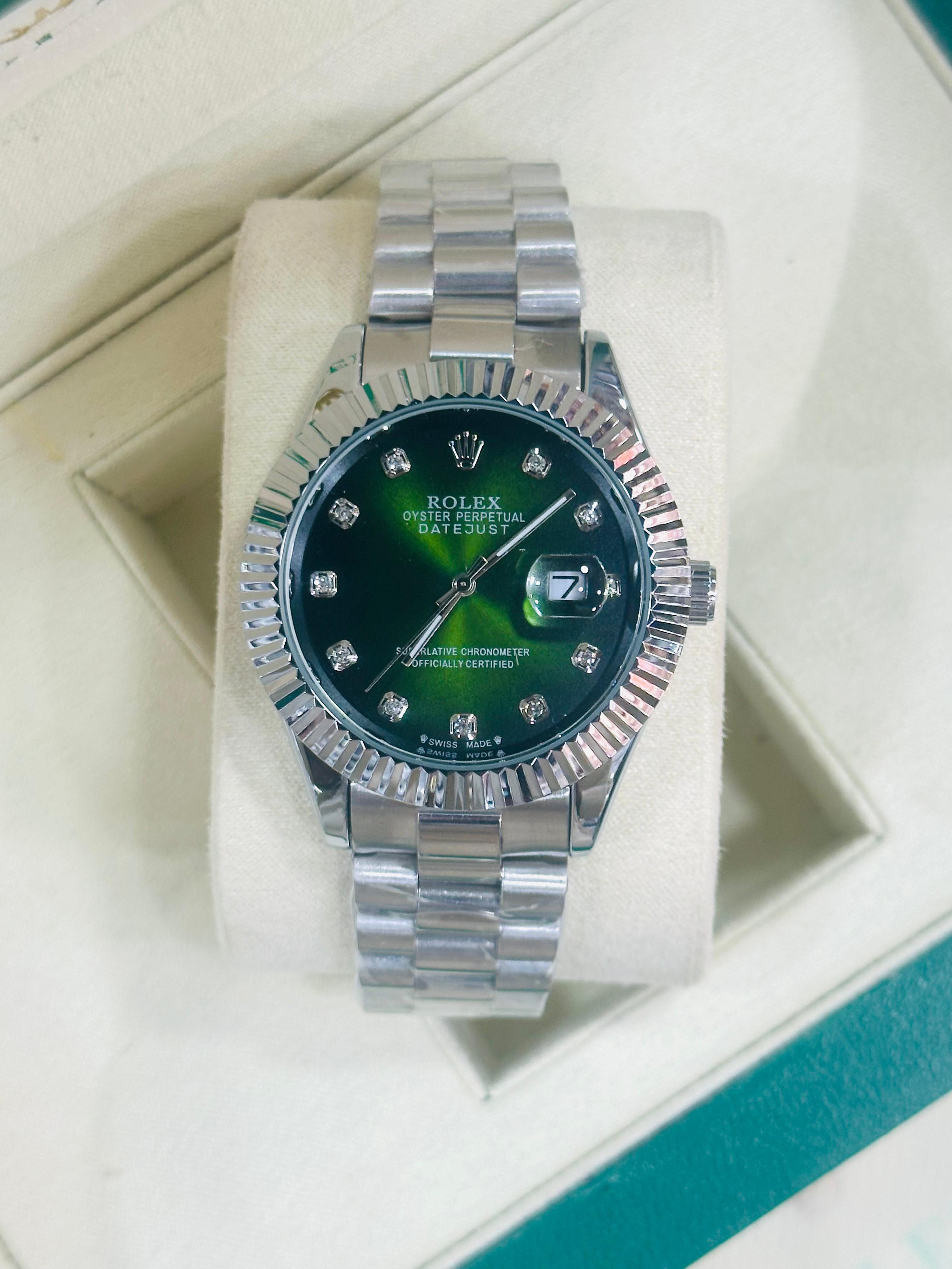 ROVELL RLX-Style Diamond Marker Date Watch